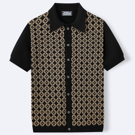 Exclusive Jacquard Knit Shirt for men, featuring a stylish pattern, perfect for summer comfort and sophistication.