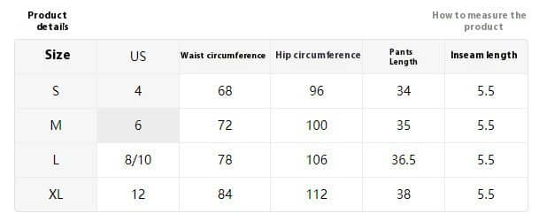 Size chart for Floral Skort showing measurements in waist, hip, pants length, and inseam for sizes S, M, L, and XL.