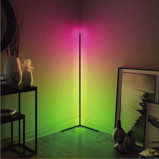 Modern Bedroom Symphony Floor Lamp illuminating a room with vibrant colors, enhancing ambiance and style.
