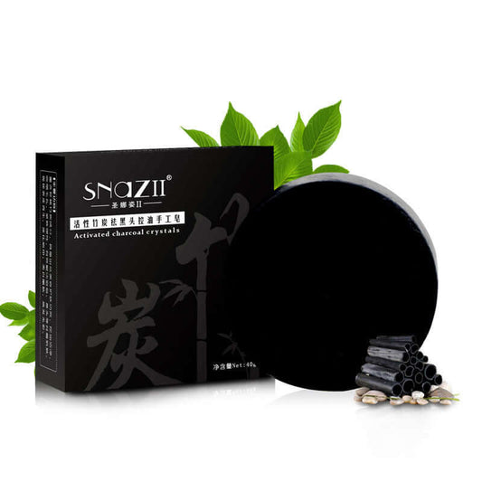 Luxurious Charcoal Bamboo Soap with Lavender, suitable for all skin types, offering soothing and rejuvenating properties.