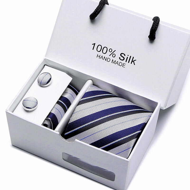 Elegant Avant-Garde Tie Set in silk with cufflinks, perfect for stylish modern men, ideal for formal events and daily wear.