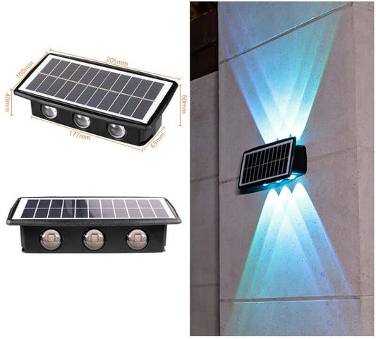 Solar Exterior Wall Light showcasing sleek design and energetic illumination for outdoor spaces.