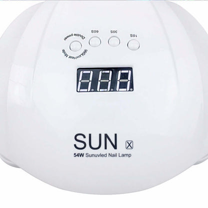 54W Sun X Nail Lamp Dryer with digital display and buttons, suitable for fast and effective nail drying.