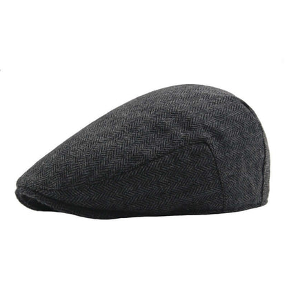 Authentic Peaky Blinder Cap in gray herringbone pattern, offering timeless elegance and modern practicality for style enthusiasts.