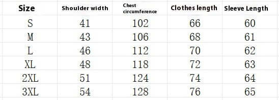 Size chart for Beach Long-sleeved Shirt including dimensions for S to 3XL: shoulder width, chest circumference, clothes, and sleeve length.