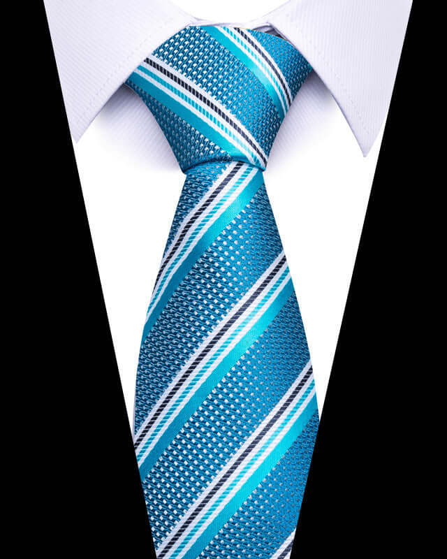 Blue striped Business Professional Tie with a classic design, perfect for enhancing business attire and making a stylish impression.