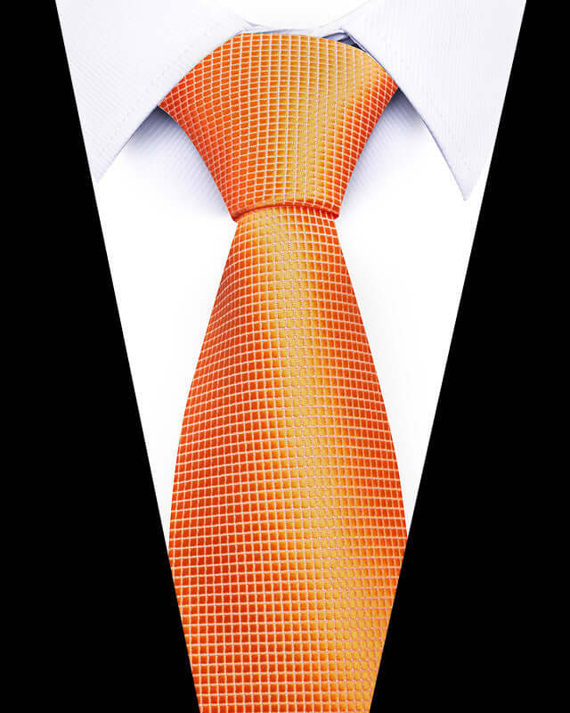 Bright orange Business Professional Tie on white shirt, perfect for elevating your business attire and making a confident impression.