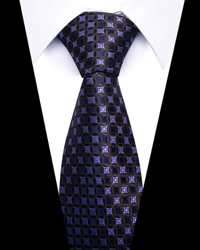 Business Professional Tie in a classic geometric pattern, ideal for elevating formal attire in meetings and networking events.