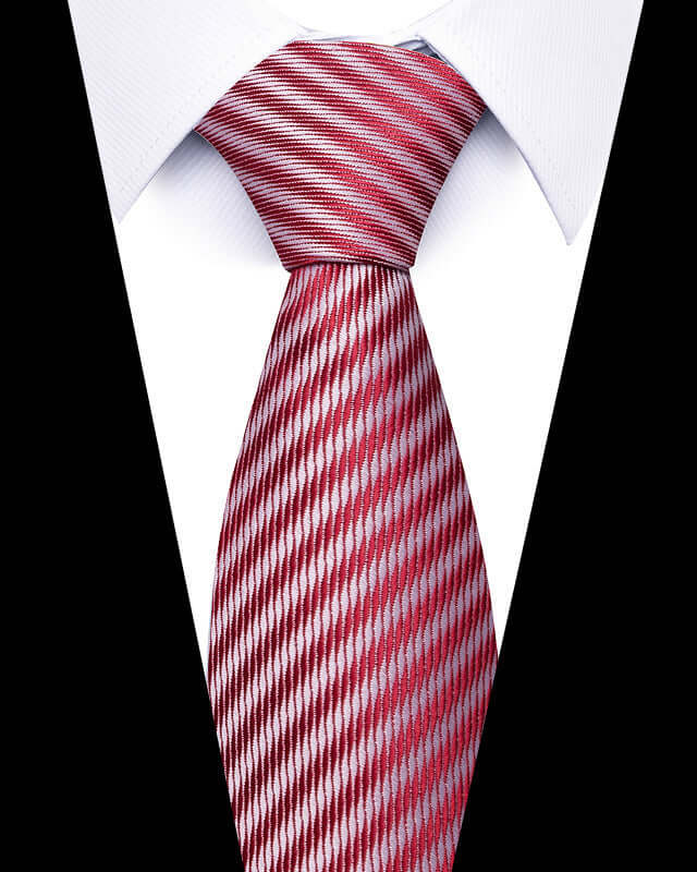 Business Professional Tie in red with diagonal stripes, perfect for meetings and enhancing professional attire.