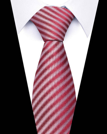 Business Professional Tie in red with diagonal stripes, perfect for meetings and enhancing professional attire.