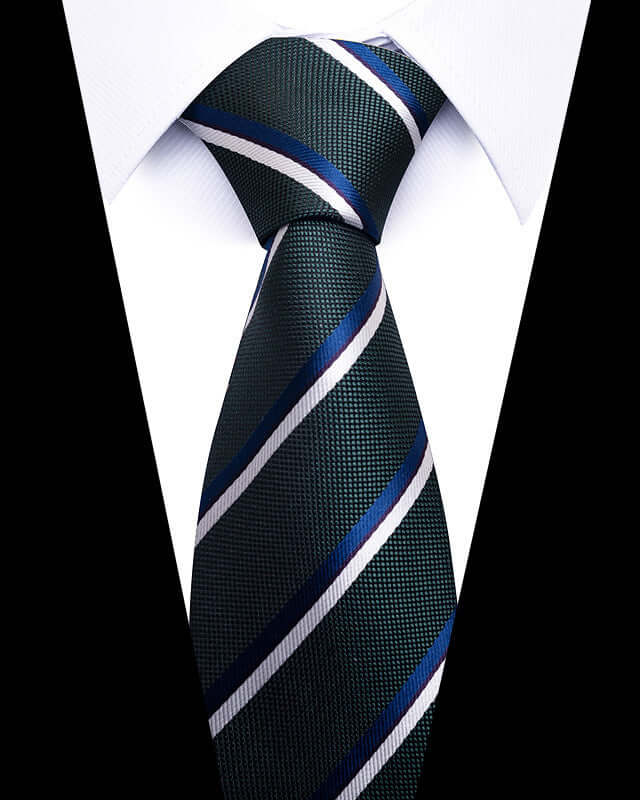 Business Professional Tie with blue and white stripes, perfect for meetings and enhancing professional appearance.