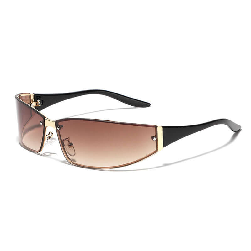 Contemporary Future Style Sunglasses in Progressive Tea color with plastic metal frame, embodying modern design and tech innovation.