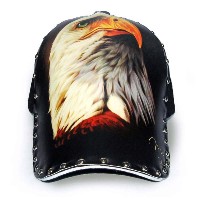 Eagle design stylish baseball cap with metal stud embellishments, perfect for adding a trendy touch to casual outfits.