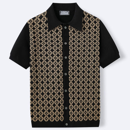 Exclusive Jacquard Knit Shirt for men, featuring a stylish pattern, perfect for summer comfort and sophistication.