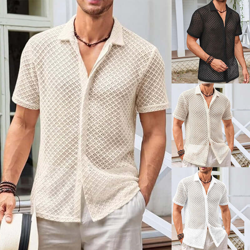 Fashion Polo Shirt featuring stylish lace design for a modern man, perfect for casual or laid-back occasions, available in multiple colors.