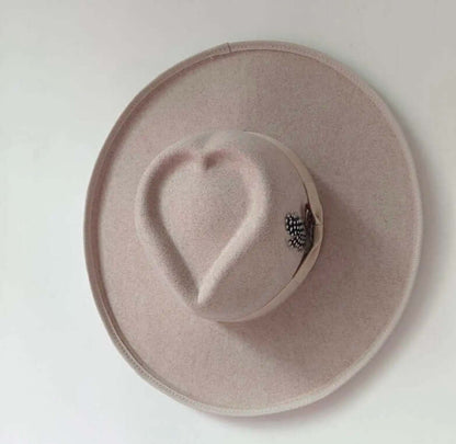 Heart Hat made of woolen fabric with a satin finish, featuring a unique heart design, ideal for warmth and style in medium size.