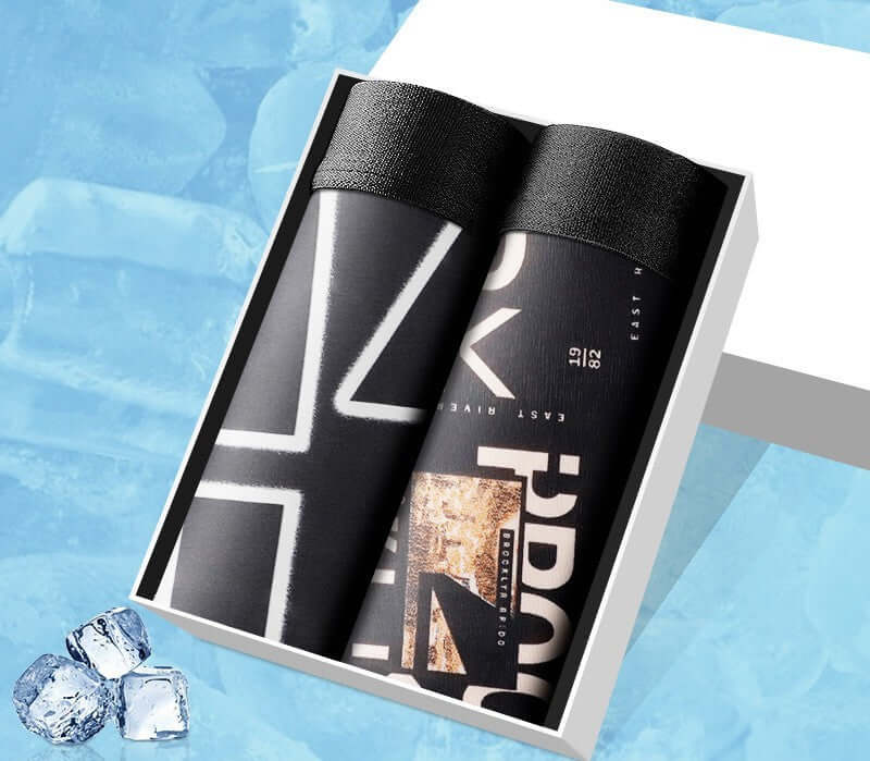 Ice Silk Underwear Pack featuring breathable and durable design, includes four stylish shorts in a box, available in sizes L to 2XL.