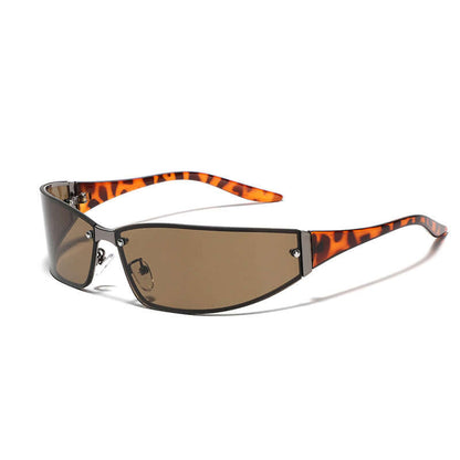 Leopard Vintage Tea design Future Style Sunglasses with innovative plastic metal frame.