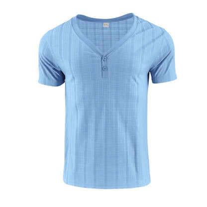 Light blue V Neck Loose T-Shirt for casual style and comfort
