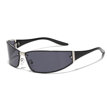 Sleek black Future Style Sunglasses with innovative design, contemporary look, and durable plastic metal frame. Perfect for modern fashion.