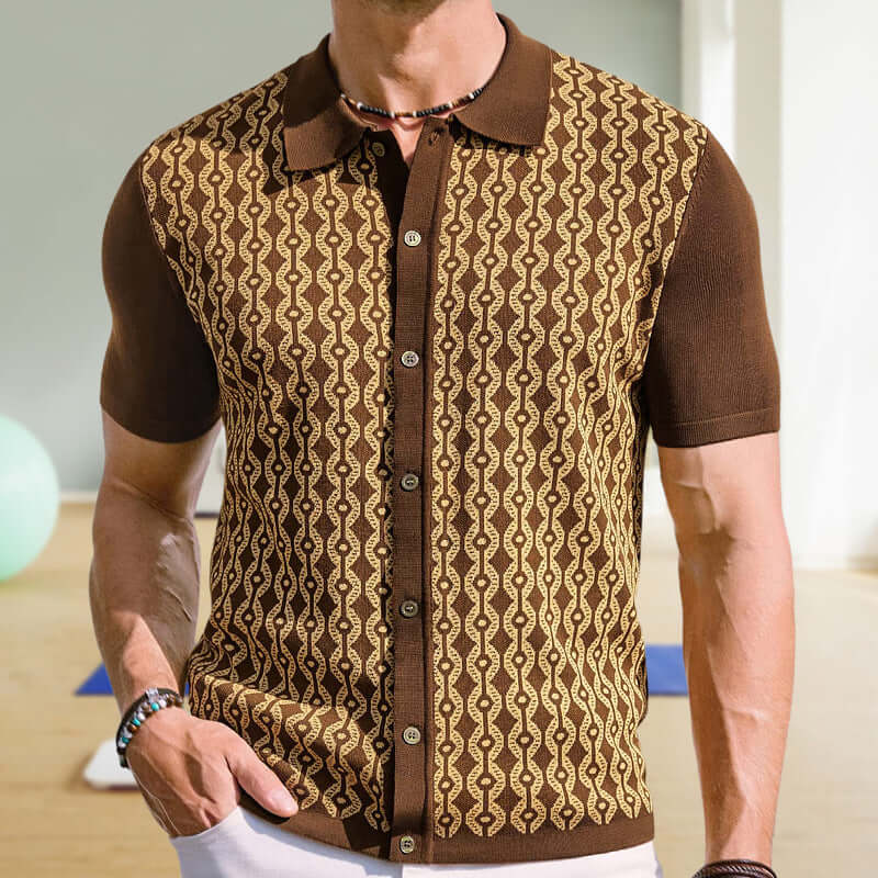 Stylish Jacquard Knit Shirt for Men - Elevate Your Wardrobe with Comfort & Sophistication
