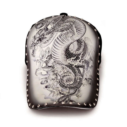 Stylish baseball cap featuring an intricate dragon design, perfect for adding a trendy touch to casual outfits.