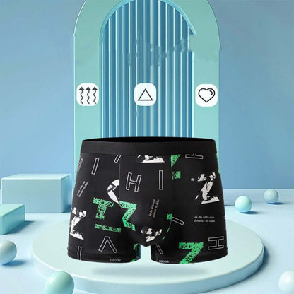 Stylish black ice silk underwear with green patterns set against a modern backdrop; part of the Ice Silk Underwear Pack.