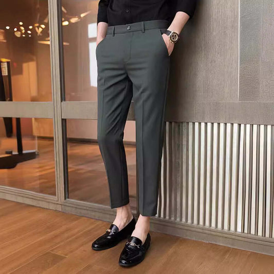 Stylish business casual bottoms for men in an office setting, showcasing modern fit and comfort for professional wear.