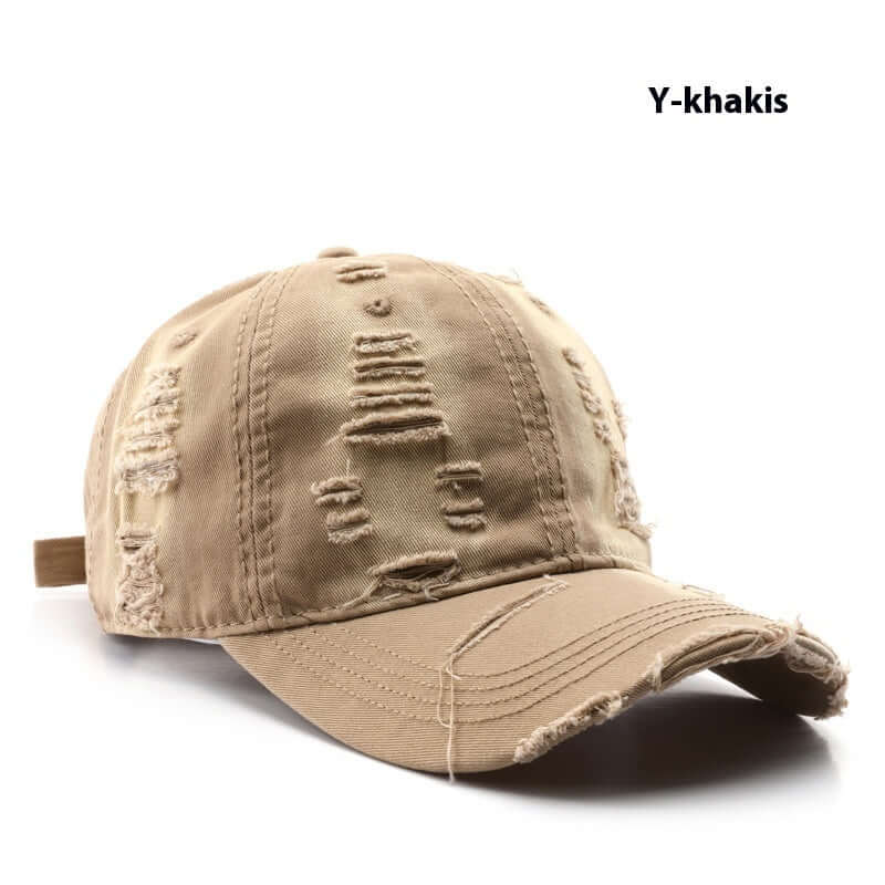 Stylish neutrally-toned Worn Out Cap showcasing distressed design, perfect for casual and fashionable comfort.