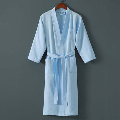 Unisex Spa Robe made from cotton and mink hair fabric, perfect for warmth and comfort during winter, elegant light blue design.