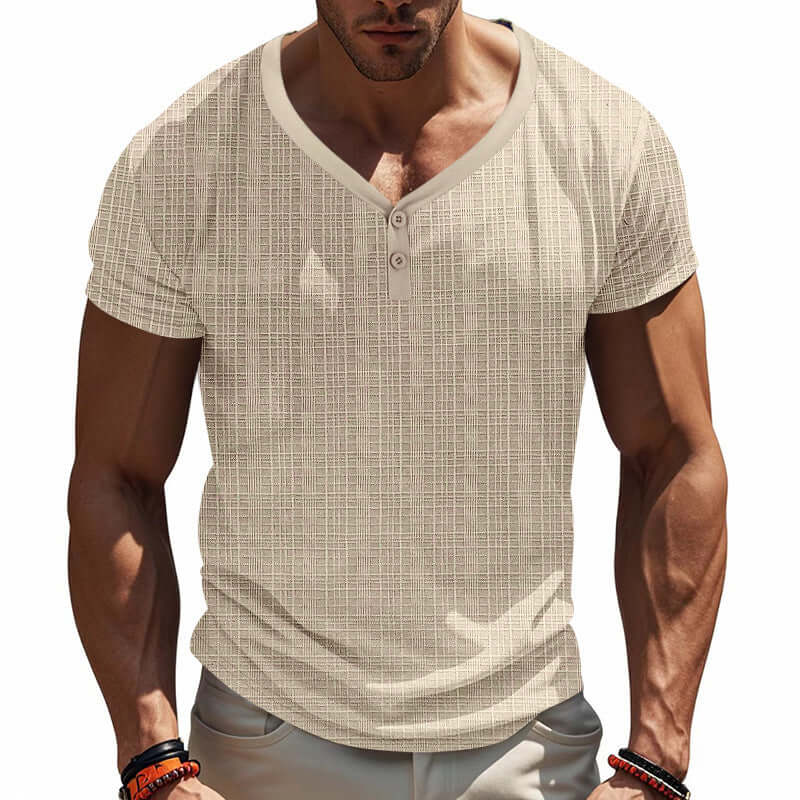 V Neck Loose T-Shirt in cream, featuring a casual fit for versatile style.