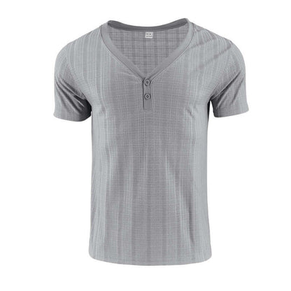 V Neck Loose T-Shirt in light gray, showcasing stylish design and comfortable fit, perfect for casual and versatile wear.