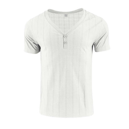 V Neck Loose T-Shirt in white showcasing a classic, comfortable fit perfect for versatile casual style.