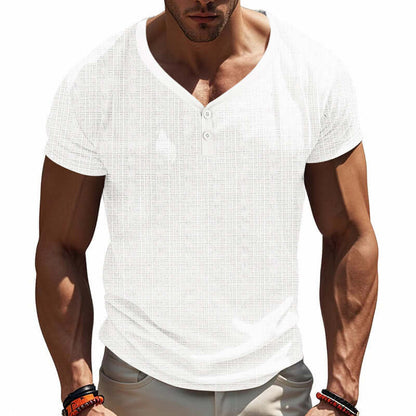 V Neck Loose T-Shirt on muscular model showcasing comfortable casual wear
