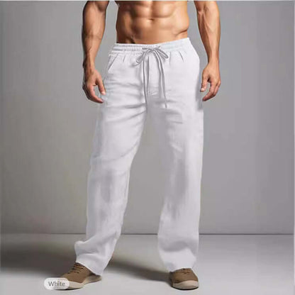 White linen trousers for men providing comfort and style, perfect for summer days and casual outings. Explore chic, practical fashion.