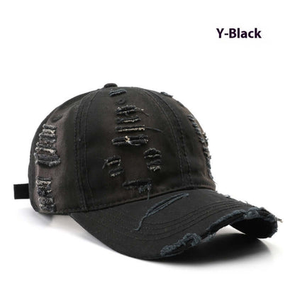 Worn Out Cap in Y-Black with distressed design, perfect for elevating casual style and providing comfort.