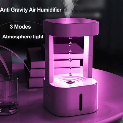 Anti Gravity Water Droplet Humidifier with 3 modes and atmospheric light, enhancing ambiance in any space.