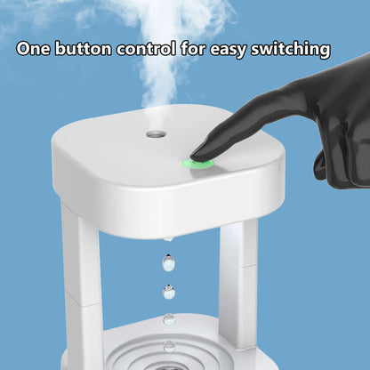 Close-up of the Anti Gravity Water Droplet Humidifier with one-button control for easy operation.
