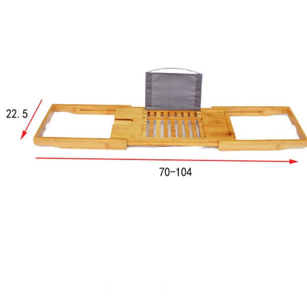 Bamboo Bathtub Caddy Tray with adjustable sides, perfect for relaxation and enjoying a bath experience.