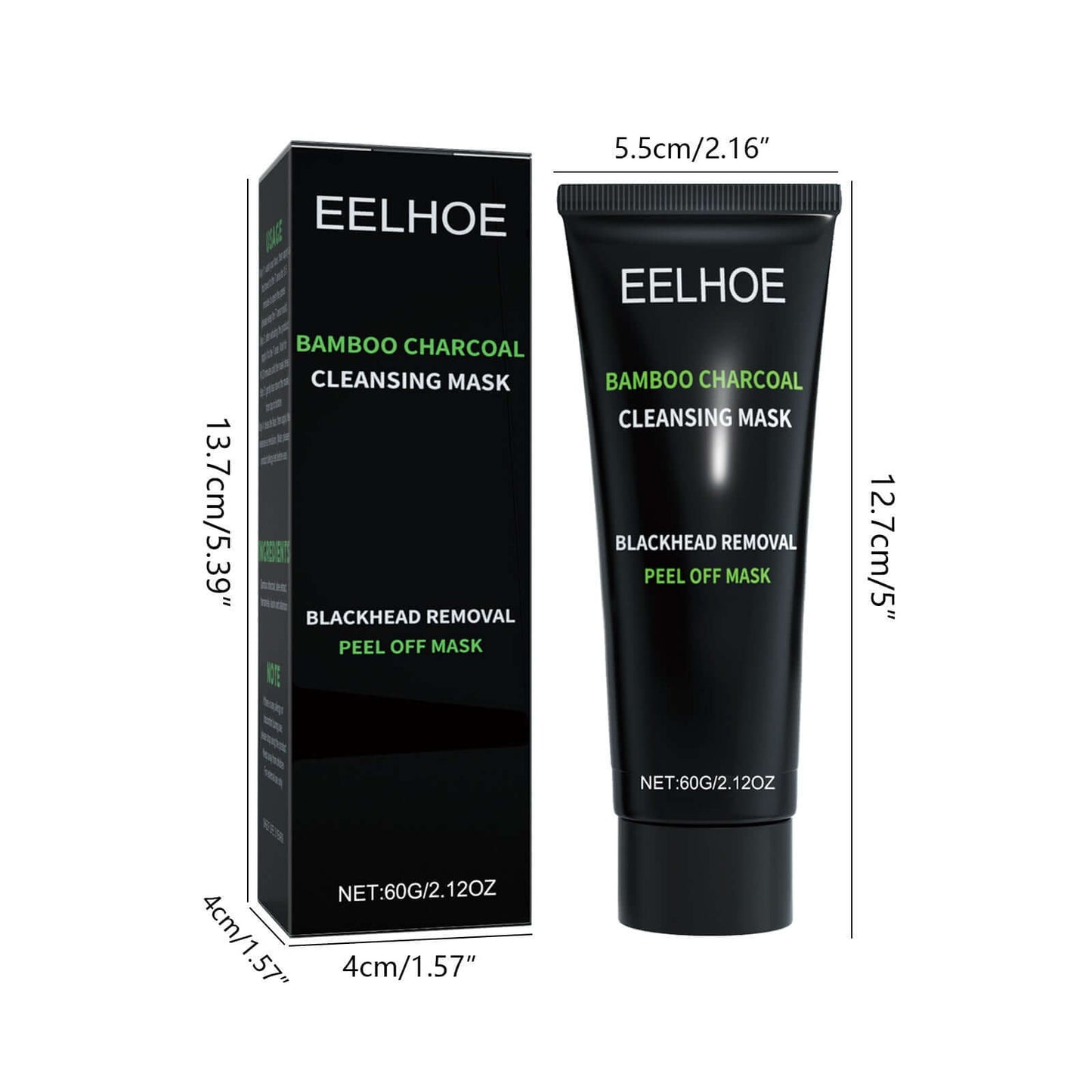 Blackhead Removal Face Mask with activated bamboo charcoal and aloe vera for deep pore cleansing and oil balance.