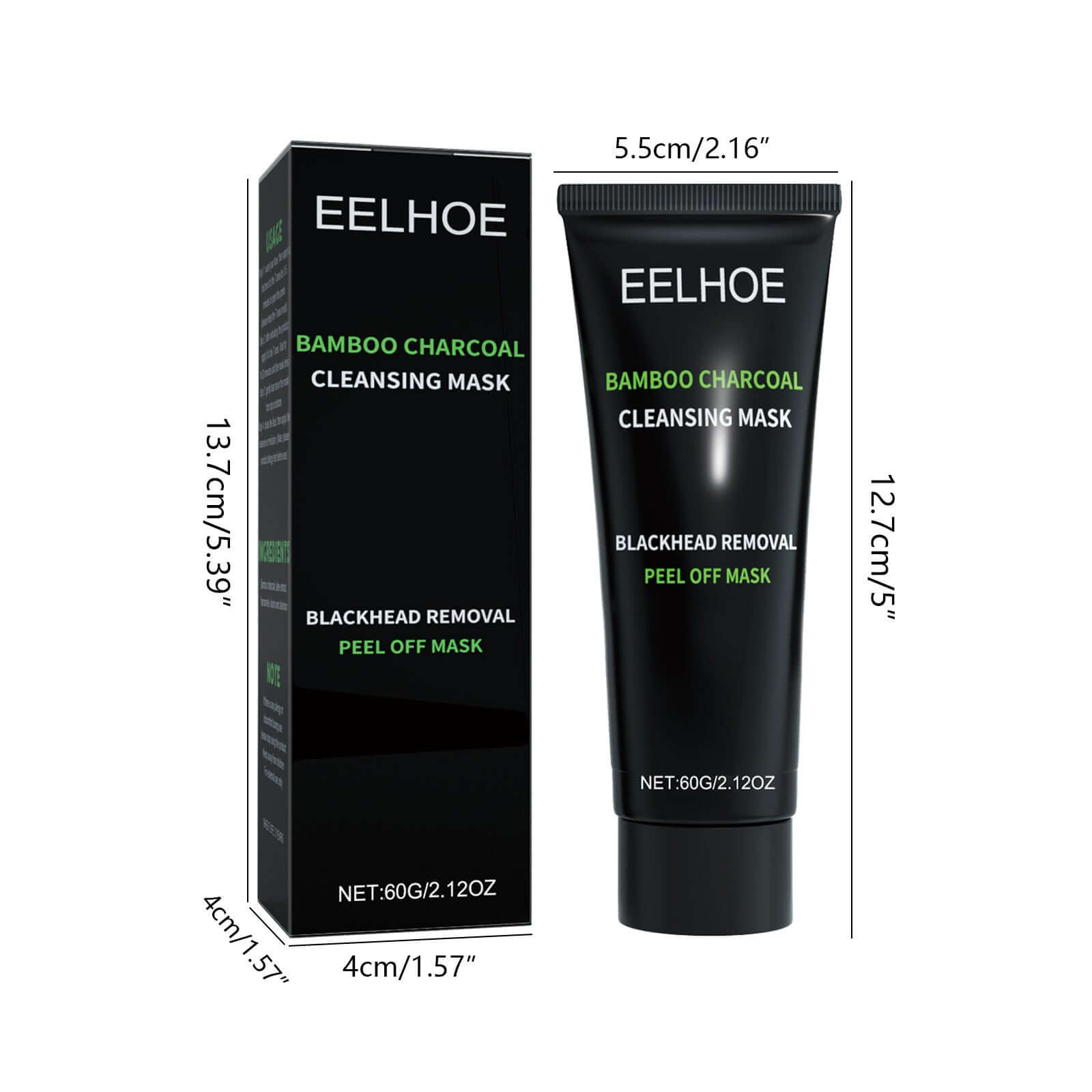 Blackhead Removal Face Mask with activated bamboo charcoal and aloe vera for deep pore cleansing and oil balance.