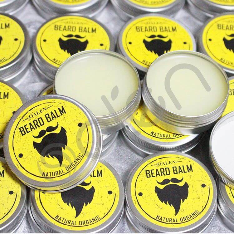 Organic beard balm with natural ingredients in round tins, ideal for grooming and styling a healthy beard in the Beard Grooming Kit.