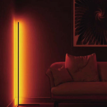 Modern Bedroom Symphony Floor Lamp illuminating a cozy living space with warm lighting.