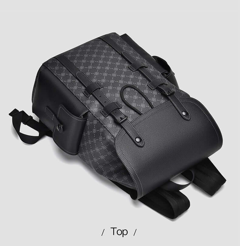 Versatile Business Travel Backpack in durable PVC, featuring ergonomic design for work and leisure, shown in top view.