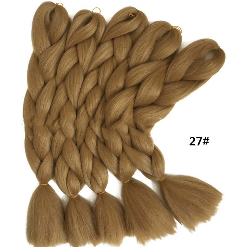 Braided ponytail hair extension in light brown, crafted from high-quality fibers for a natural, voluminous look, ideal for women and kids.