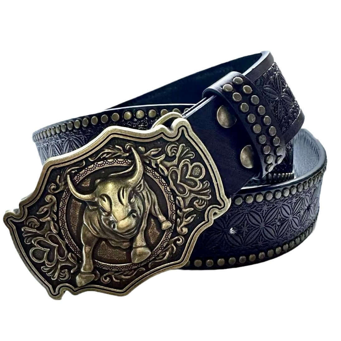Stylish Bull Belt with a unique ornate buckle featuring a bull design, perfect for punk fashion lovers.