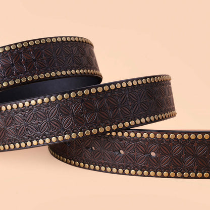 Stylish Bull Belt featuring unique embossed design and studded accents, perfect for elevating your wardrobe.