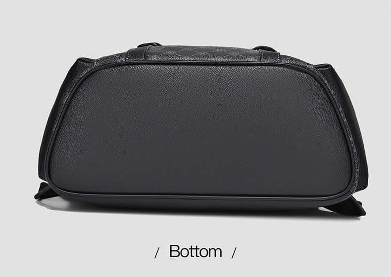 Bottom view of a Business Travel Backpack showcasing durable PVC construction and sleek design for work and leisure travel.