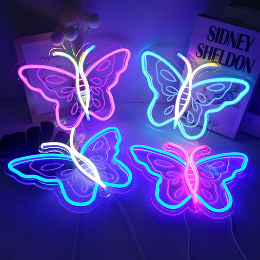 Colorful butterfly LED lights illuminating a cozy space, perfect for festive decorations and gatherings.