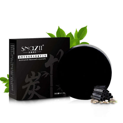 Luxurious Charcoal Bamboo Soap with Lavender, suitable for all skin types, offering soothing and rejuvenating properties.